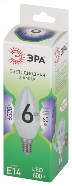 Лампа светодиодная Эра Green Line E14 6Вт 6500K LED B35-6W-865-E14 GL