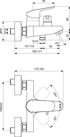 Смеситель для ванны и душа Ideal Standard Ceraflex B1740AA