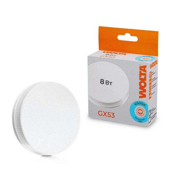 Лампа светодиодная Wolta GX53 8Вт 6500K 25W75R8GX53