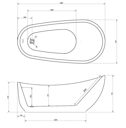 Акриловая ванна Abber 180x89 AB9288