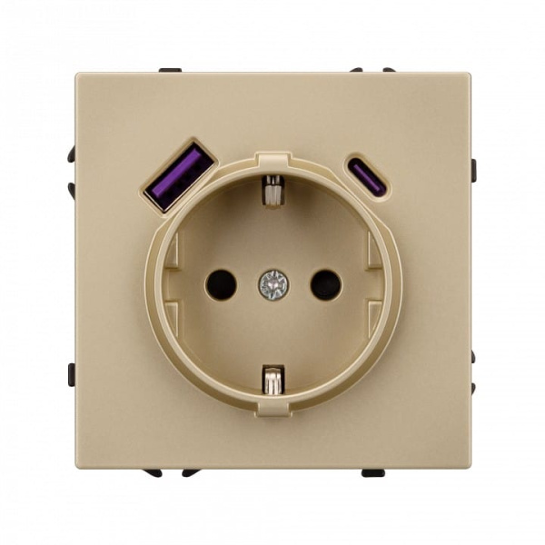 Розетка с заземлением и со шторкой и 2хUSB type A и C, без рамки Arlight NOBE 054286(1)