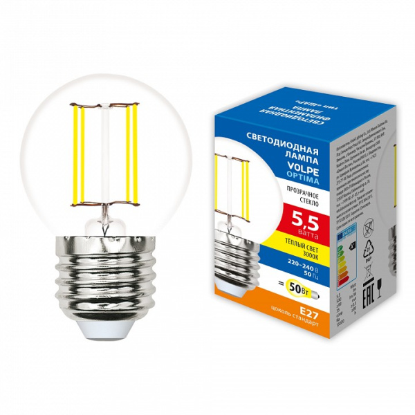Лампа светодиодная Volpe OPTIMA E27 5.5Вт 3000K UL-00008459