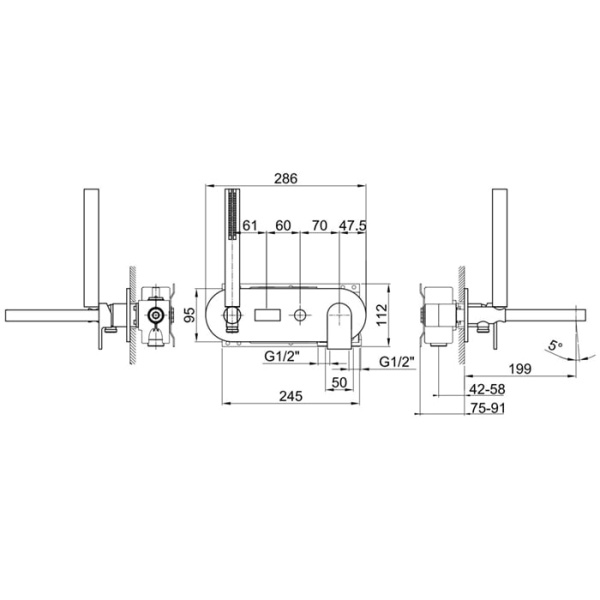 Смеситель для ванны Fantini Mare 51 02 E121B
