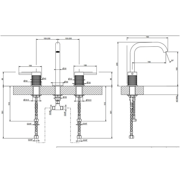 Смеситель для раковины Gessi 316 54412#707 черный матовый