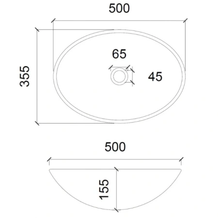 Раковина 50x35,5 см Abber Glas AK2303