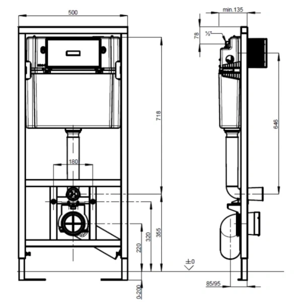 Инсталляция для унитаза Gustavsberg Easymont 92211461 с кнопкой смыва, хром