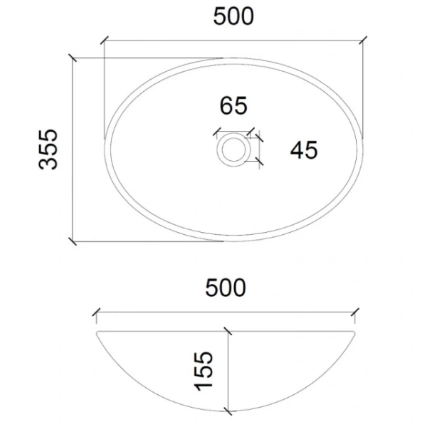 Раковина 50x35,5 см Abber Glas AK2303B