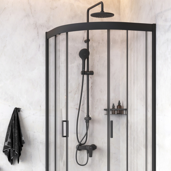 Комплект душевого уголка Am.Pm Gem 80x80 WK90EM черный матовый