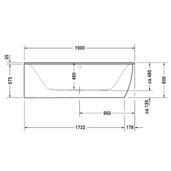 Акриловая ванна 190x90 см L Duravit Darling New 700246000000000
