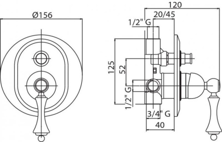 Смеситель для душа Cezares Margot MARGOT-VDIM-03/24-Bi