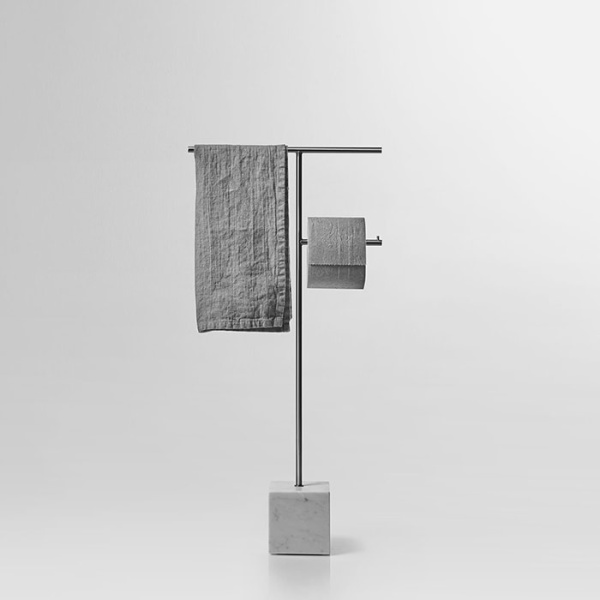 Стойка для ванной Antonio Lupi Bivio BIVIO2.8/steel.carrara мрамор/сталь
