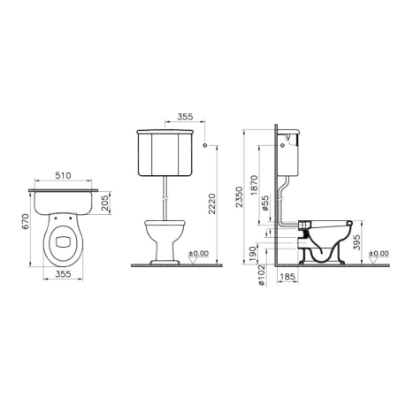 Чаша унитаза для высокого бачка Vitra Efes 6233B003-0075