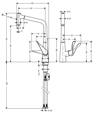 Смеситель для кухни hansgrohe METRIS 14820000