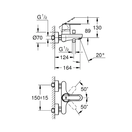 Смеситель для ванны Grohe Get 32887000 хром