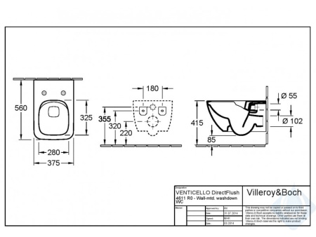 Унитаз подвесной Villeroy&Boch Venticello 4611RSR1 с сиденьем микролифт