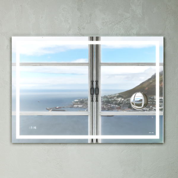 Зеркало с контурной Led-подсветкой AM.PM GEM 100 M91AMOX1003WG часами и косметическим зеркалом