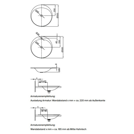 Раковина Bette Lux Oval Couture 50x50 A220-000 HLW1