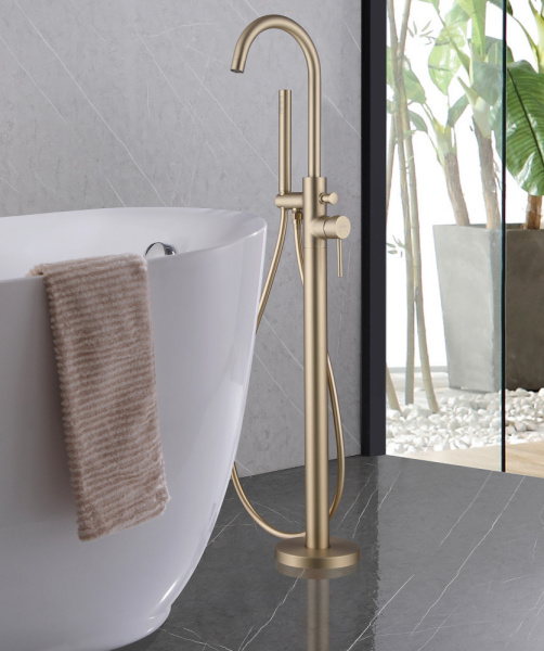 Напольный смеситель для ванны Abber Wasser Kreis AF8115GN золото матовое