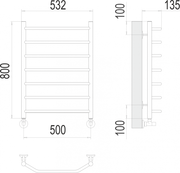 Виктория П8 500х800 Полотенцесушитель TERMINUS