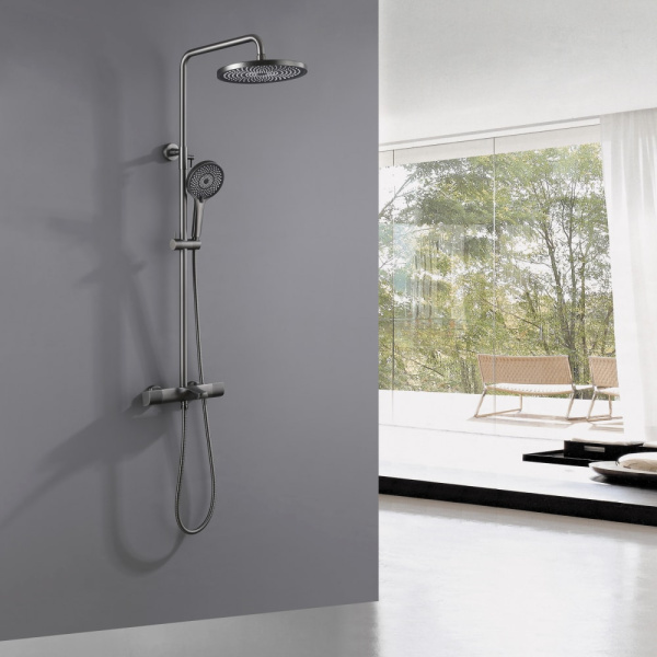 Душевая стойка Abber Thermostat AF8516NGL с термостатом никель