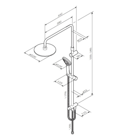 Душевая стойка AM.PM Like F0780022 черная матовая
