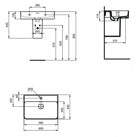 Раковина 60x43 см Ideal Standard Strada II T300001