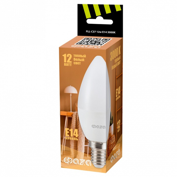Лампа светодиодная Jazzway  E14 12Вт 3000K FLL- C37 12w E14 3000K