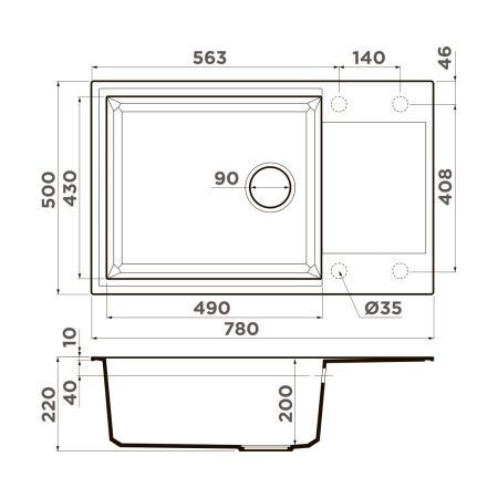 Кухонная мойка Omoikiri Sakaime 78-LB 4993901 ваниль