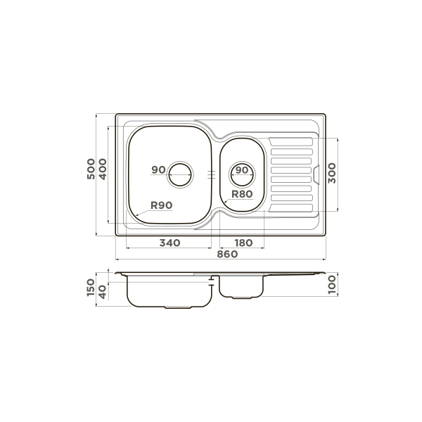 Кухонная мойка Omoikiri Kashiogawa 86-2-IN нержавеющая сталь/нержавеющая сталь 4993454