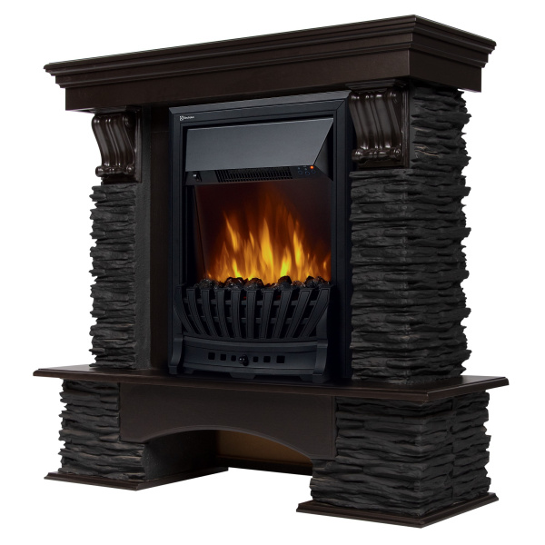 Портал Firelight Pietra Nuovo Classic камень сланец чёрный, шпон венге