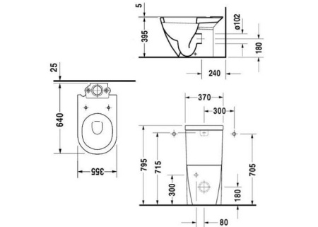Приставной унитаз Duravit Starck 2 21280900001-WG