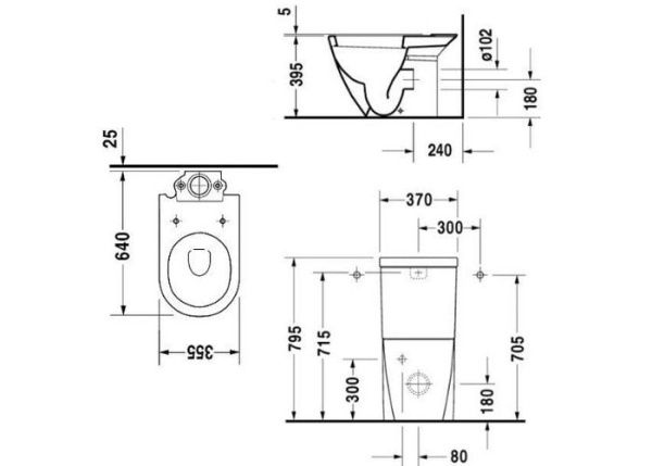 Приставной унитаз Duravit Starck 2 21280900001-WG