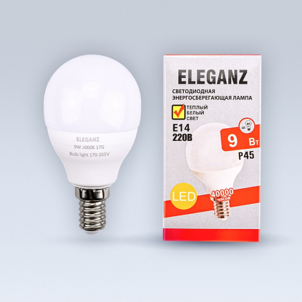 Лампа светодиодная Eleganz E14 9Вт 3000K EL-0083