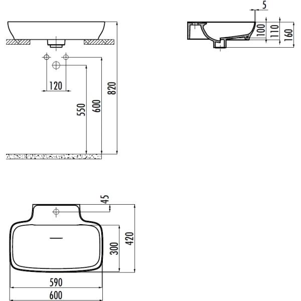 Раковина-чаша Creavit Ruby RB061-00MB42E-0000 60x42 см, накладная, белый матовый