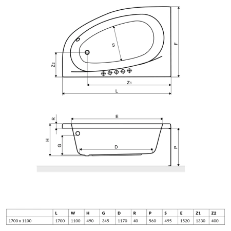Панель фронтальная 170 см R Excellent Kameleon OBEX.KMP17WH