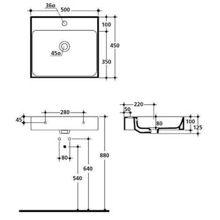 Раковина KERASAN Cento 50 3530bi*1