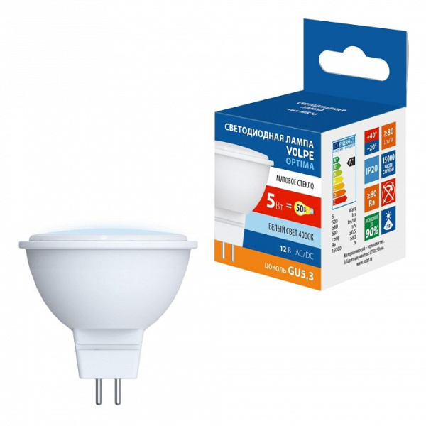 Лампа светодиодная Uniel LED-MR16 GU5.3 5Вт 4000K UL-00008839
