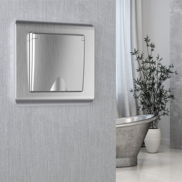 Розетка двойная с заземлением без рамки Werkel графит рифленый W1172004