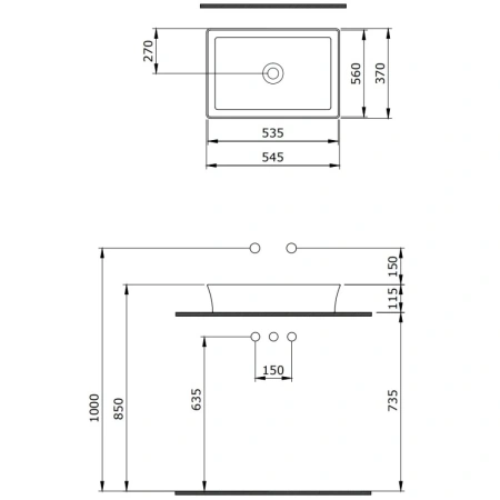 Раковина 54,5x37 см Berges Ego SL 181009