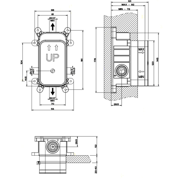 Скрытая часть для однорычажного смесителя Gessi 44673#031, оранжевый / черный