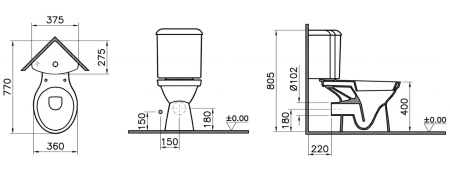 Угловой унитаз Vitra Norm Wenkel 9854B099-7200