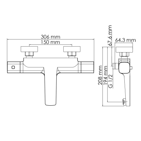 Смеситель для ванны WasserKRAFT Naab 8600 8611 Thermo