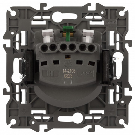 Розетка с заземлением и со шторкой, без рамки с крышкой Эра Эра Elegance 14-2103-03