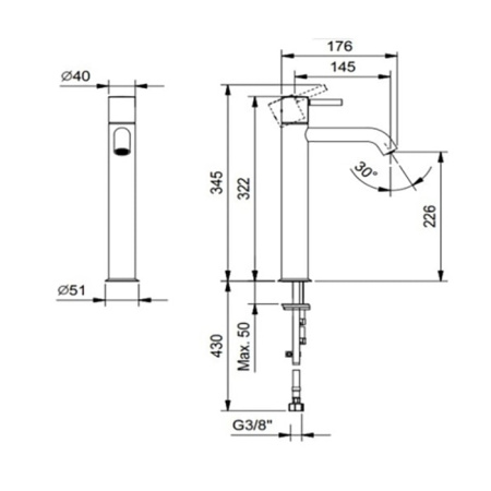 Смеситель для раковины Fantini Nostromo 50 13 E806WF черный
