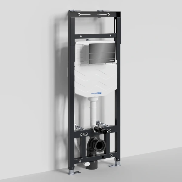 Инсталляция для унитаза WasserKRAFT Alme 15 15TLT.010.ME.PB04 с кнопкой смыва, черный глянец