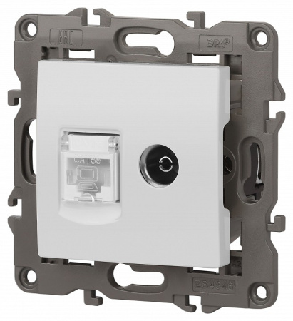 ТВ-розетка и розетка Ethernet RJ-45 без рамки Эра Эра Elegance 14-3110-01