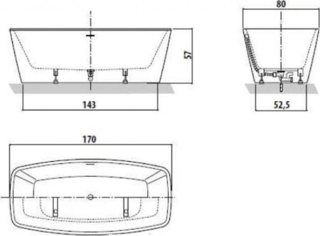 Акриловая ванна Jacuzzi Esprit 170x80 9443815A белый