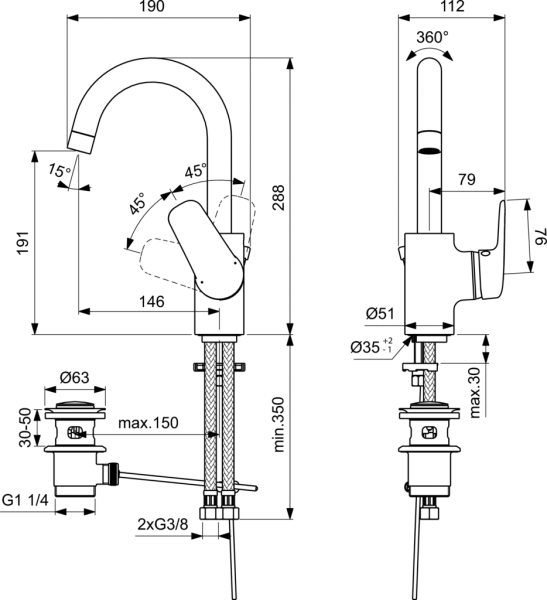 Смеситель для раковины Ideal Standard Ceraflex B1716AA