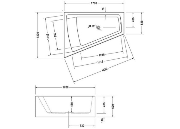 Акриловая ванна Duravit Paiova 170x130 SX 700266000000000 левая