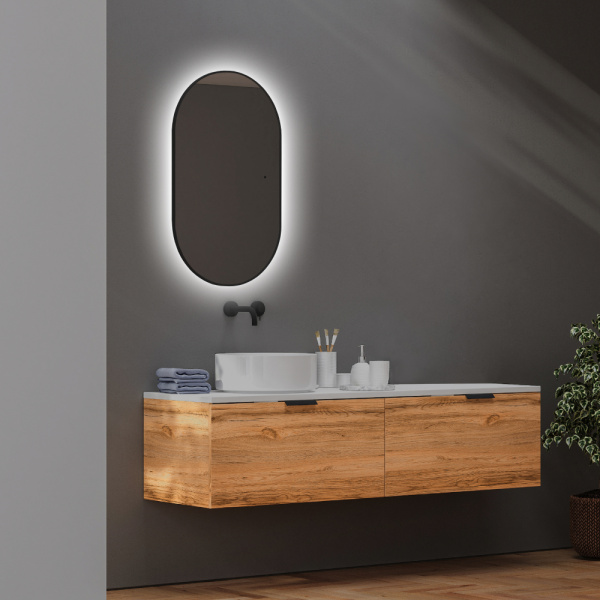 Зеркало с подсветкой Abber Kontur AG6302SCB черный